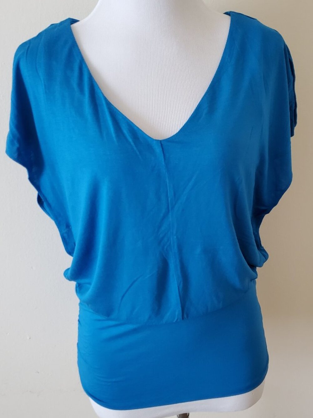 Apt. 9 Blue Banded Hem Split Sleeve Blouse Top Shirt